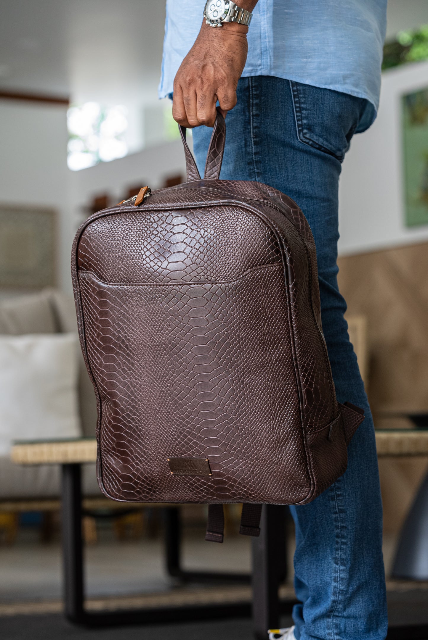 Croco Leather Backpack